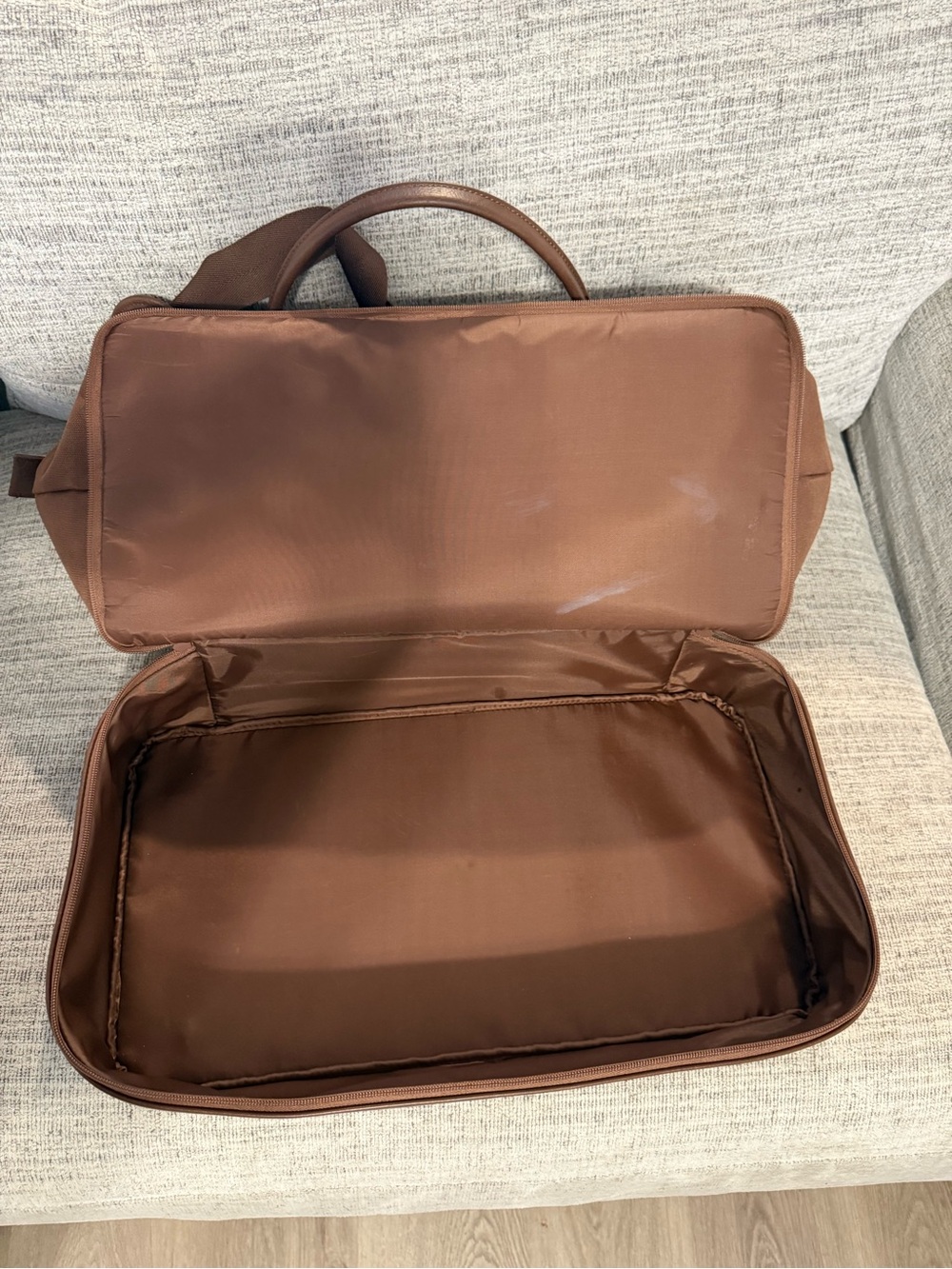 BEIS Brown Canvas Duffel with Leather Trim and Adjustable Strap - Picture 5 of 6
